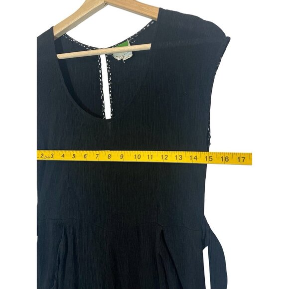 Anthropologie Cropped Jumpsuit Women Black Size 6 Wide Leg Abbey Crepe Belted - Picture 5 of 10